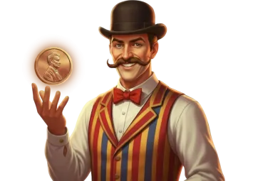 Gambiva gentleman mascot flipping a gold coin, representing sports betting